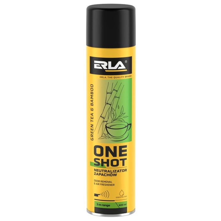 Légfrissítő, Erla ONE SHOT, Zöld tea és bambusz illat, 600ml