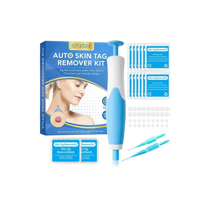 Dispozitiv pentru eliminarea negilor Sefudun, utilizabil pe fata, gat, corp, doua capete interschimbabile, culoare alb/albastru