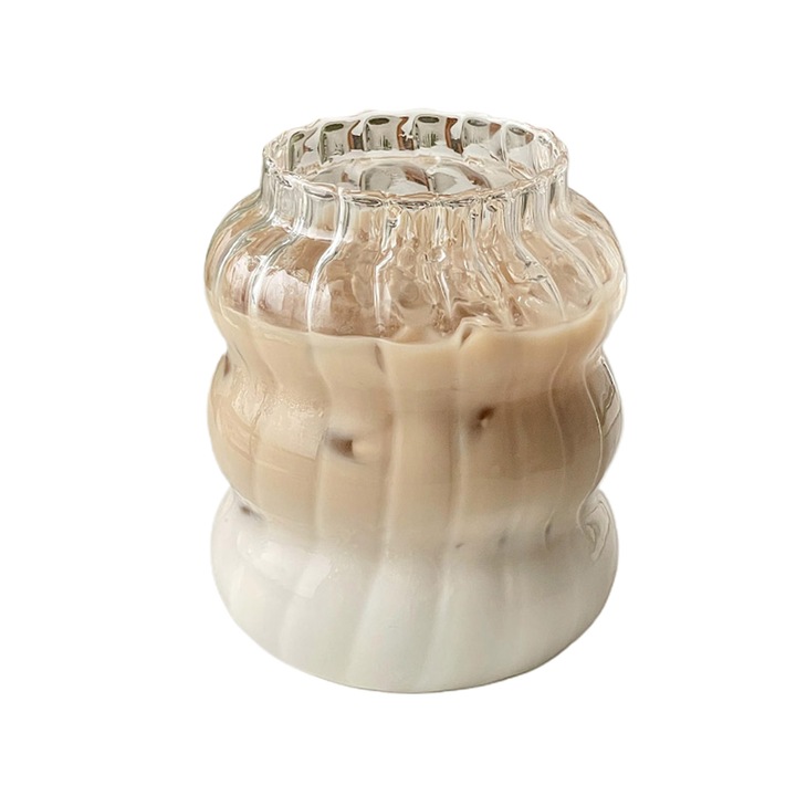 QttvbTna üveg, boroszilikát üveg, függőleges csíkos, átlátszó, 7x12cm, 650ml