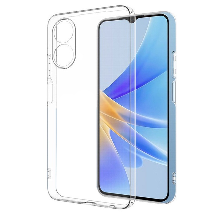 Защитен калъф, съвместим с Oppo A98 5G, тънък калъф, дебелина 2 мм, силикон, прозрачен