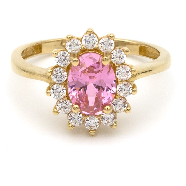 Inel cu Piatra Roz Aur 14k, Masura 16(56)