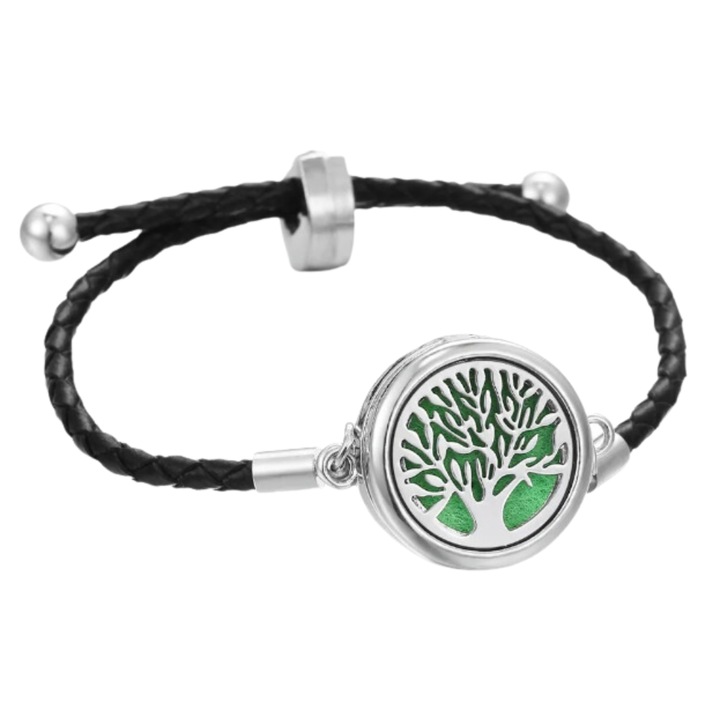 Bratara aromaterapie Pomul Vietii 3, rosu-auriu, pandantiv 31x26 mm, cristal 21x17 mm, vitalitate, protectie, simbol sacru