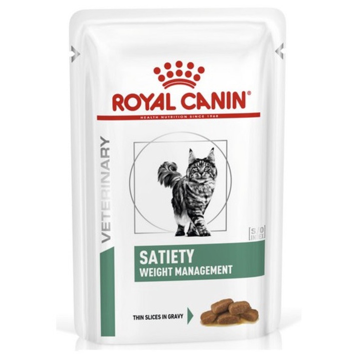 Hrana dietetica pentru pisici Royal Canin Veterinary Diet Satiety Weight Management, controlul greutatii, 85g