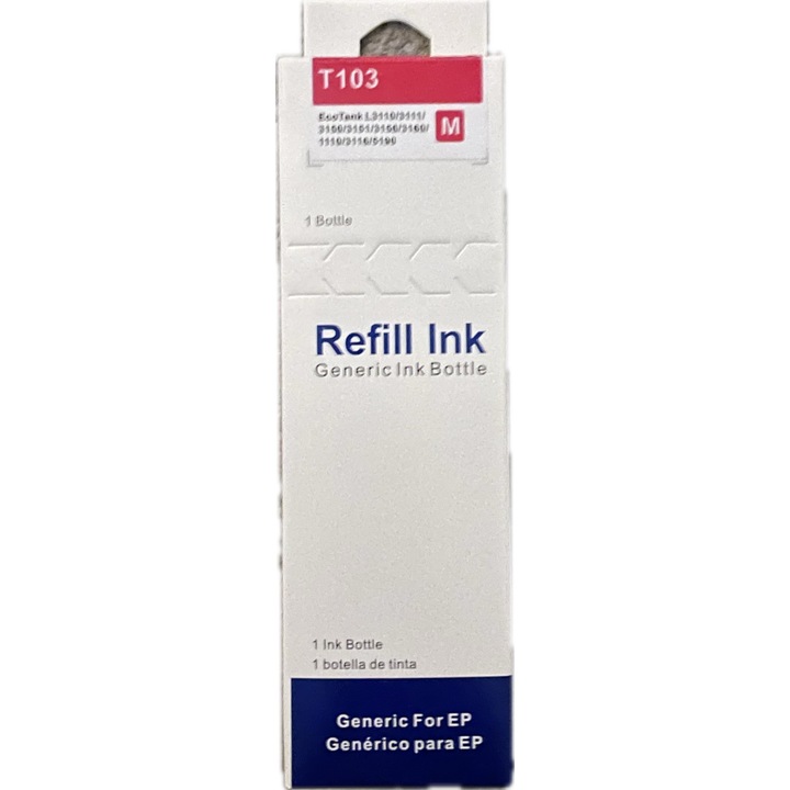 Flacon compatibil cerneala Epson T103 101/102/103/105/106 Magenta pentru EcoTank 6000 pagini