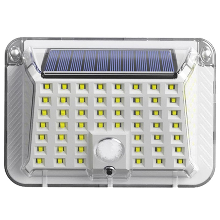 Kültéri napelemes lámpa, YWX, háromoldalas falikar, mozgásérzékelős biztonsági lámpák, IP65 vízálló, napenergiával működő, udvarra, kertre, ABS+PE, fehér