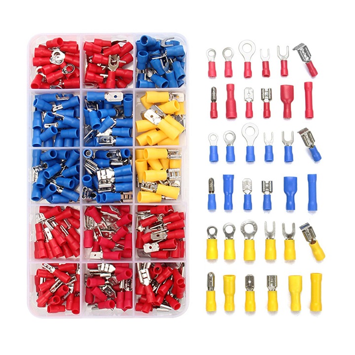 280db krimp terminál készlet, PVC/réz/fém, többszínű