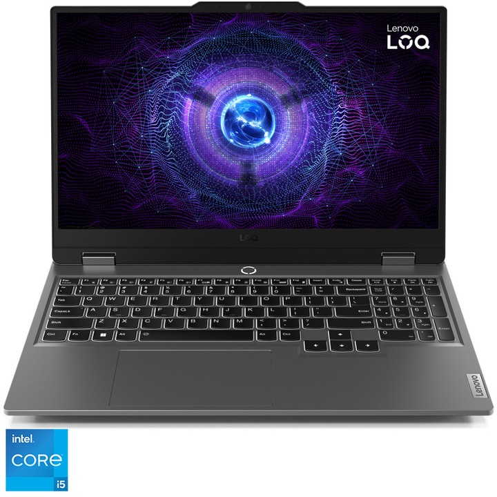 Lenovo LOQ 15IAX9 Gaming laptop with Intel® Core™ i5-12450HX processzorral max. to 4.40 GHz, 15.6" FHD IPS, 144Hz, 16GB DDR5, 1TB SSD, NVIDIA® GeForce RTX™ 2050 4GB GDDR6, No OS, Nemzetközi angol billentyűzet