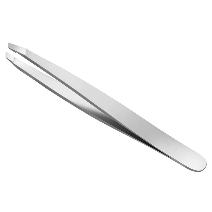 Пинсета с наклонен връх, Неръждаема стомана, Сребрист