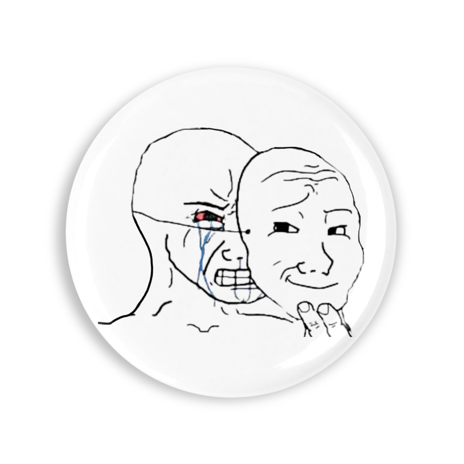 4 db kitűző készlet, Wojak crying Meme, NO10460, fém, 44 mm, többszínű