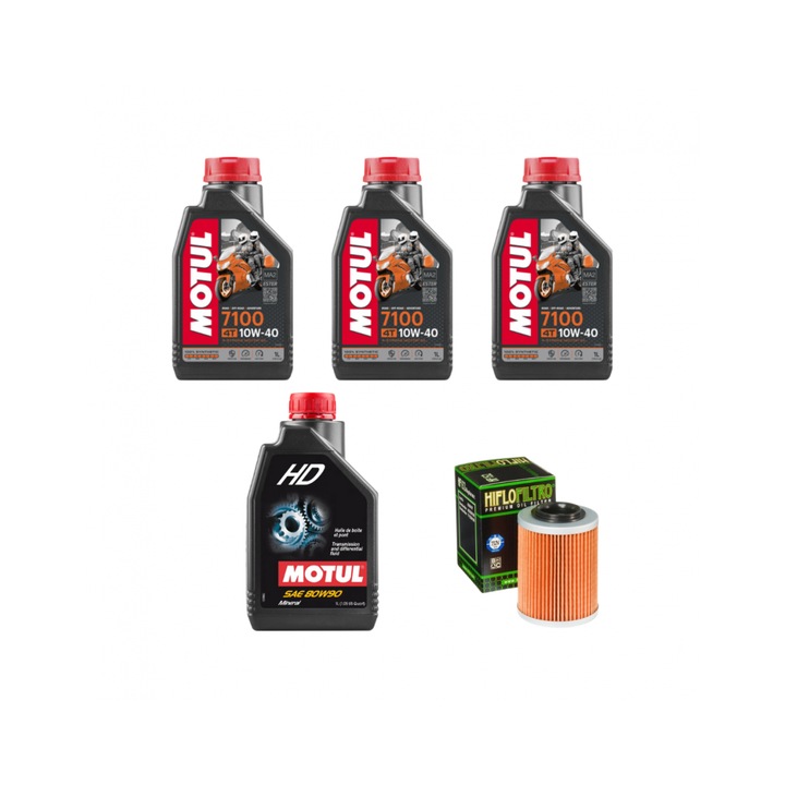 Комплект за основен ремонт на АТВ CF MOTO CFORCE, масла MOTUL 7100 10W40, HD 80W90 и филтър HF152