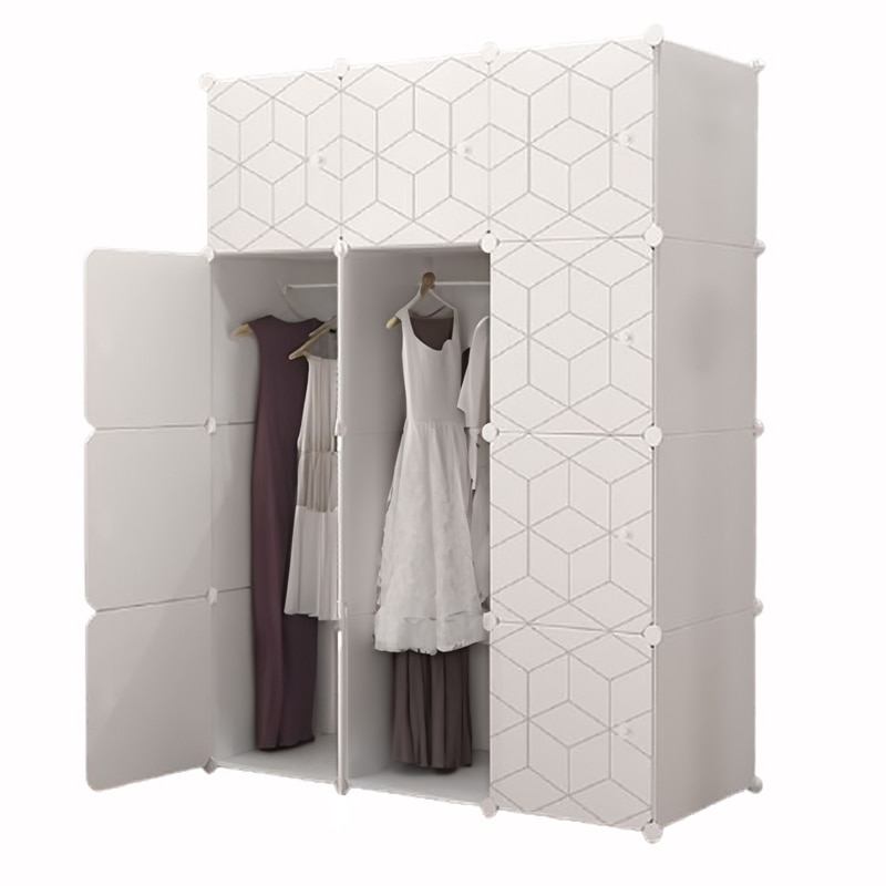Dulap modular cu 8 rafturi, design geometric, alb, Rebiko 147x110x47 ...