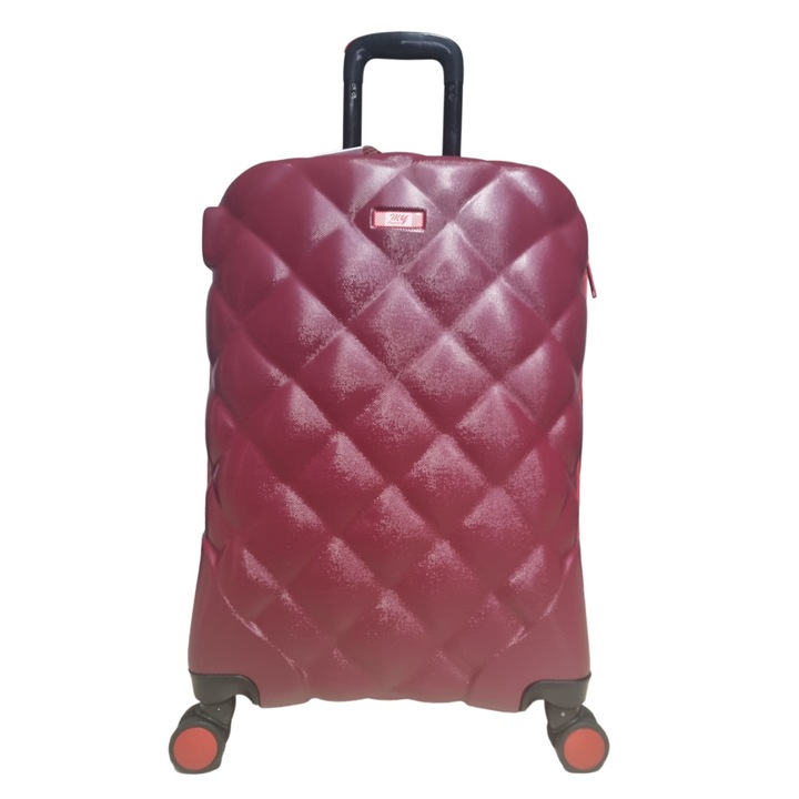 Troler mare, MY LUGGAGE, model CHESTER, 75x50x30 cm, ABS, roti duble, fermoar impermeabil, culoare Bordo/Rosu