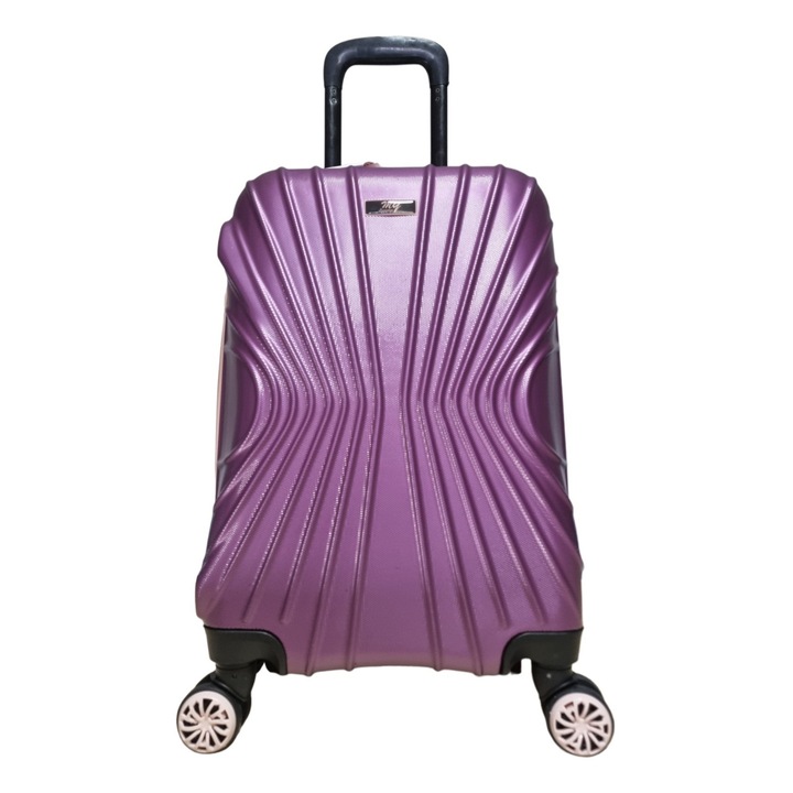 Troler cabina, MY LUGGAGE, model PERDE, 51X36X23 cm, ABS, roti duble, fermoar impermeabil, culoare Mov/Pudra