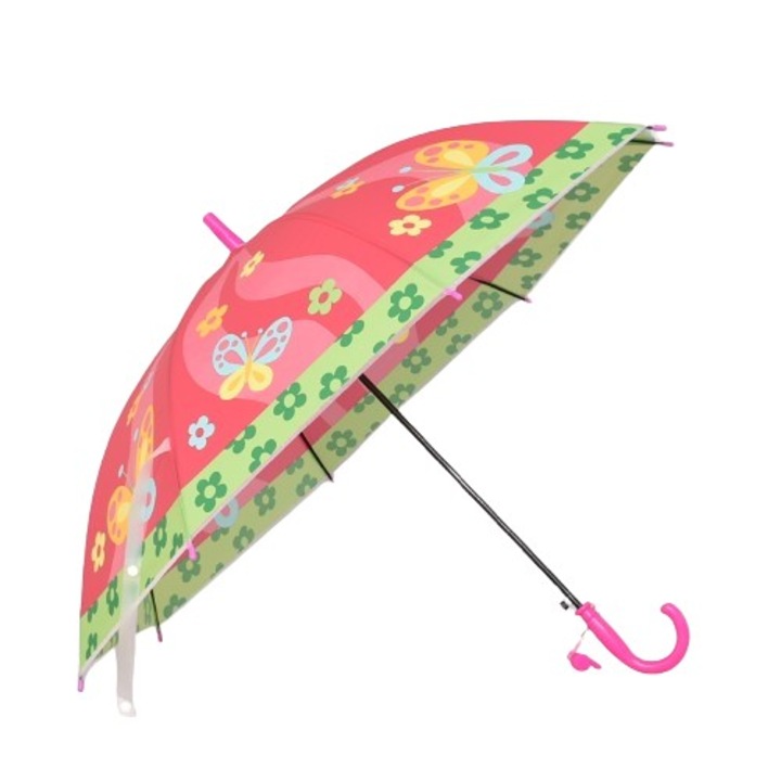 Gyermek esernyő 41694-13, Átmérő 84 cm, Rózsaszín pillangókkal