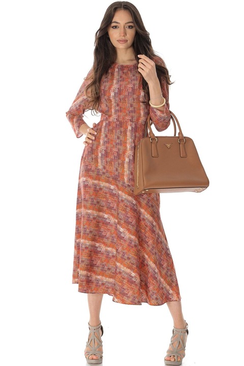 Rochie cu Imprimare Closet DR4600 in cu un Tiv Asimetric