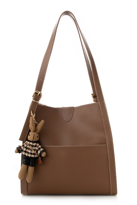 Lucky Bees, Чанта от еко кожа с аксесоар, Кафяв