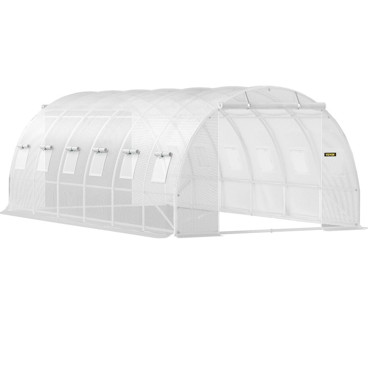 Sera pentru flori si legume, Alba, 6.1 x 3 x 2.1 m, 140 g/cm³ PE, cadru din Otel galvanizat, 12 ferestre