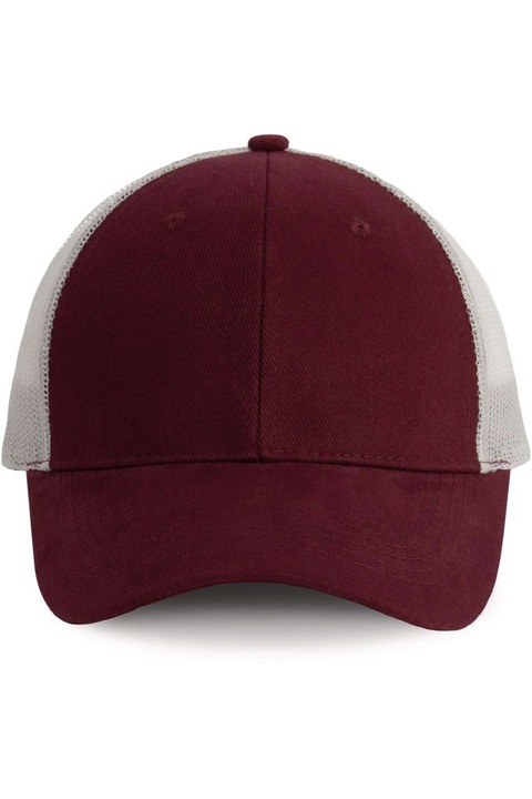 Uniszex sapka, Trucker, 6 paneles - KP158, Bordó/Világosszürke, Univerzális