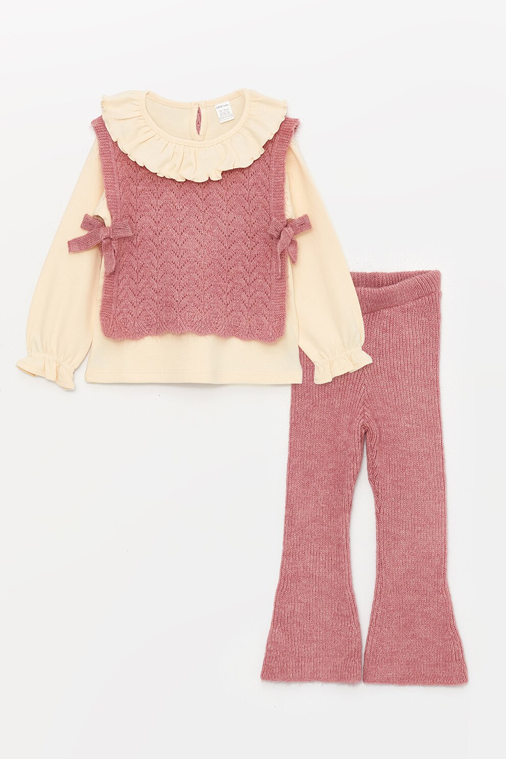 LC WAIKIKI, Set de bluza si pantaloni -- 2 piese, Roz, 80-86 CM