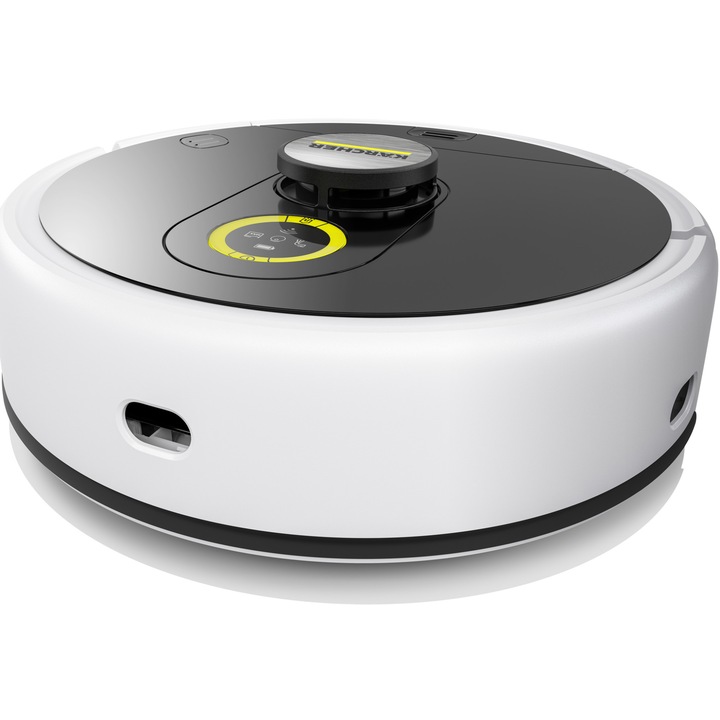 Робот прахосмукачка Karcher RCF 3 1.269-660.0, LiDar навигация, 5200mAh, Автономност 120 минути, 80m², Всмукателна мощност 5000 Pa, Контейнер за чиста вода 430ml, Резервоар за мръсна вода 115ml, Бял/Черен