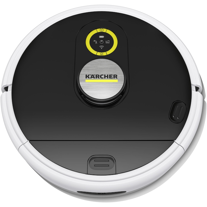 Робот прахосмукачка Karcher RCF 3 1.269-660.0, LiDar навигация, 5200mAh, Автономност 120 минути, 80m², Всмукателна мощност 5000 Pa, Контейнер за чиста вода 430ml, Резервоар за мръсна вода 115ml, Бял/Черен