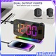 Ceas cu alarma de proiectie, Excitat®, 7" cu proiector rotativ la 180°, lumina de noapte RGB, port pentru incarcator USB C, dimmer automat, negru