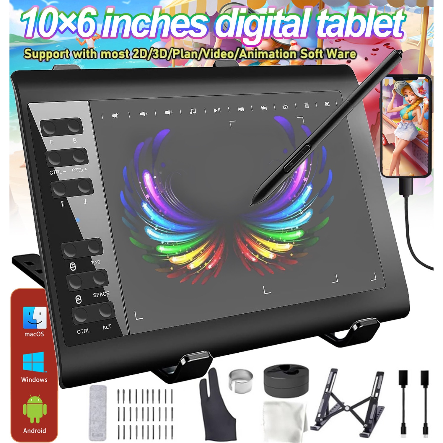 Tableta de desen, Excitat®, 10 x 6 inchi cu stilou si suport fara