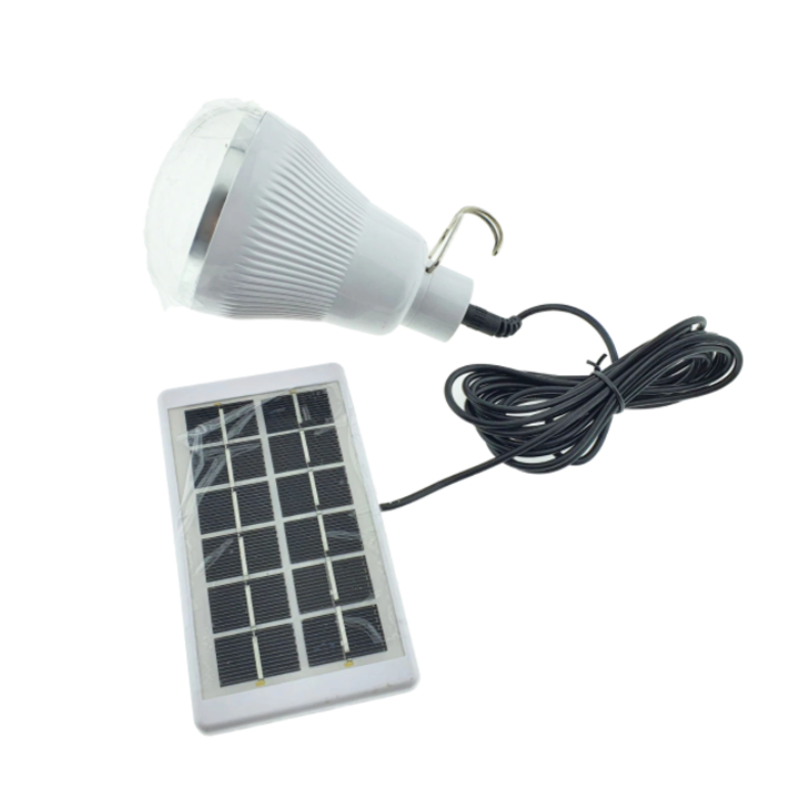 Lampa LED cu panou solar detasabil, GR-020, carlig de prindere, lungime cablu 2.6m, buton control, alb, ATT®