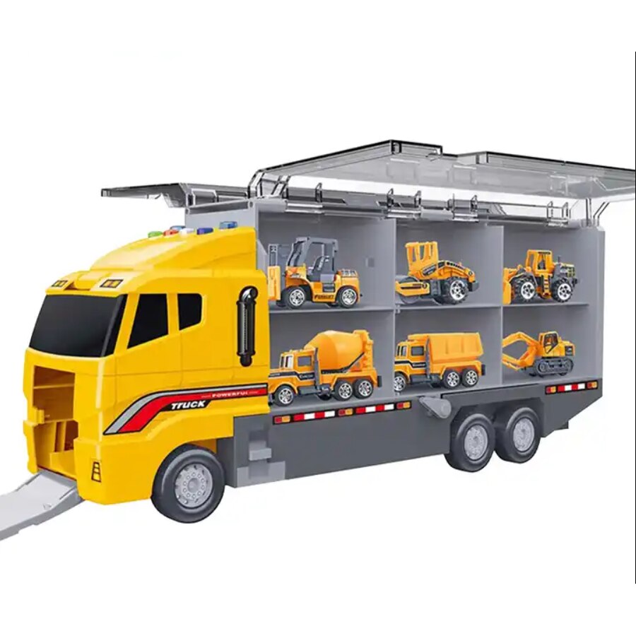 Camion Interactiv Cu Remorca Accesorizat Cu 6 Vehicule De Constructie camion-interactiv-cu-remorca-accesorizat-cu-6-vehicule-de-constructie