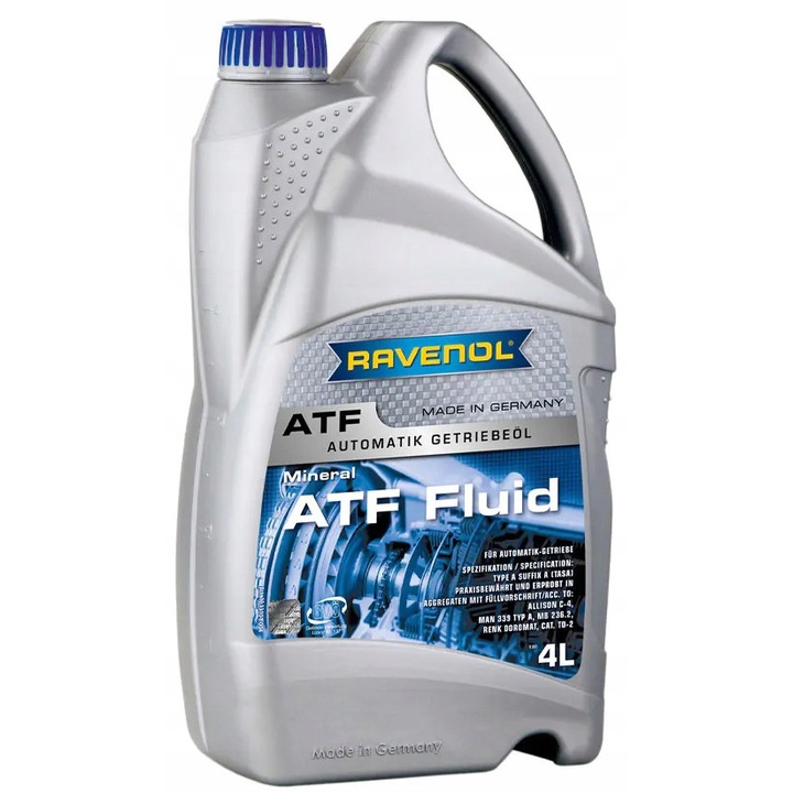 Ravenol ATF Fluid automata sebességváltó olaj, 4L, kompatibilis az MB 236.2/Caterpillar TO-2-vel