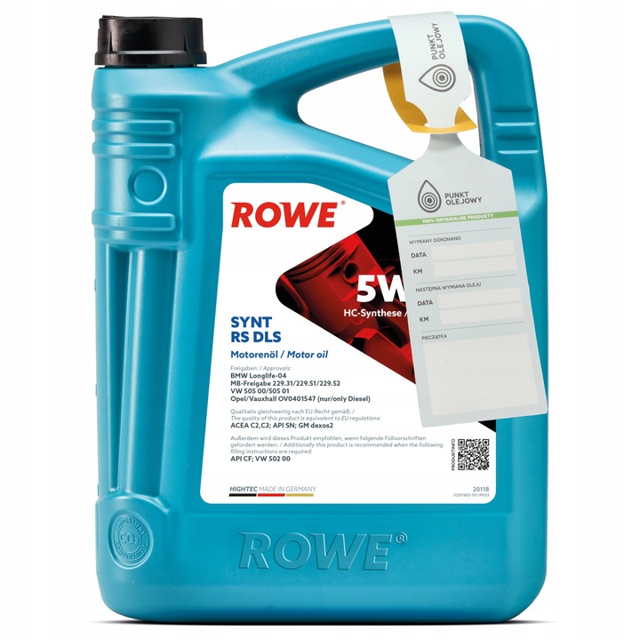 Ulei motor ROWE HIGHTEC SYNT RS DLS 5W30, 5W30, 4L, multigrad, compatibil BMW, MB, VW, Opel