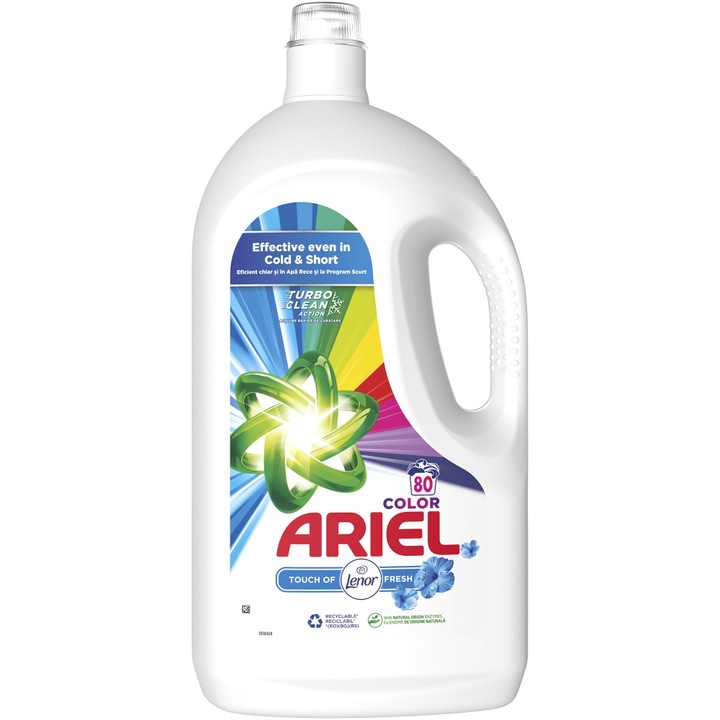 Ariel Touch Of Lenor Color Течен Перилен Препарат, Автоматичен, Перфектно Премахва петна, 4 Л, 80 Пранета