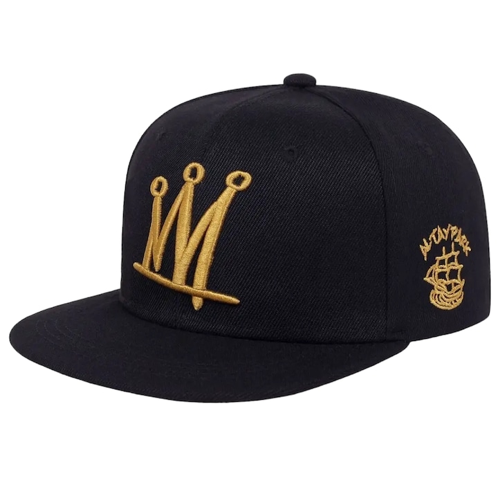 Sapca Flat Snapback, CUS7OMind, The Altay Crown, One size, Black/Gold