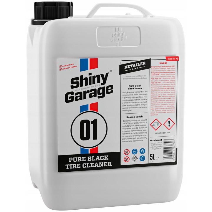 Curatator anvelope Shiny Garage Pure Black, concentrat, 5L