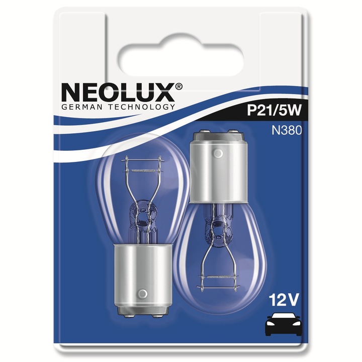 Set 2 Becuri auto auxiliare cu halogen Neolux P21/5W, 12V, 5W