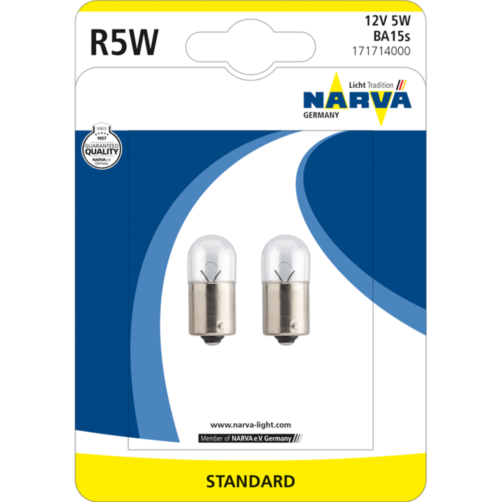 Set 2 Becuri auto auxiliare cu halogen Narva R5W, 12V, 5W