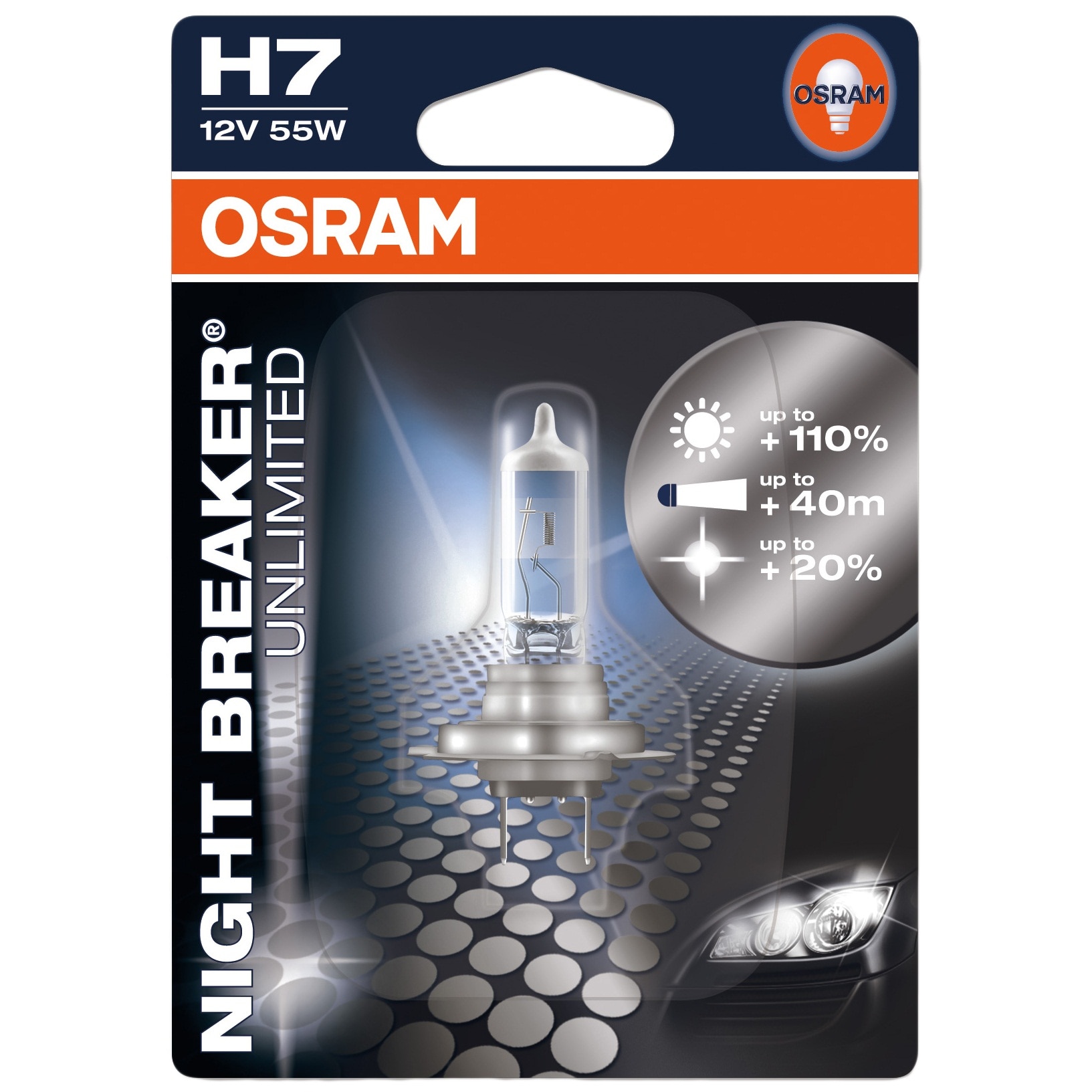 Bec auto far halogen Osram H7 Night Breaker +200% 55w 12v