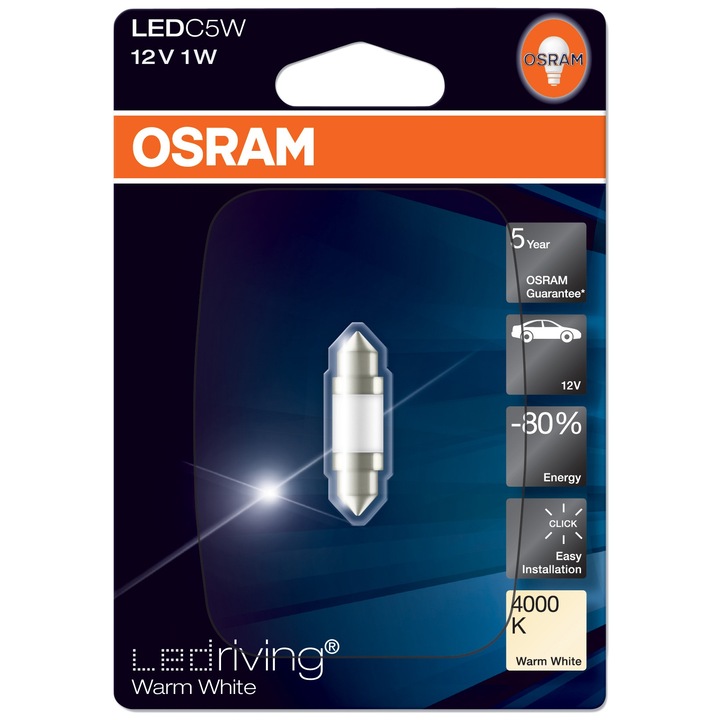 Bec auto LED auxiliar Osram C5W, 12V, 1W, 1 Buc