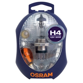 Kit rezerva bec auto cu halogen Osram H4, 12V Kit rezerva bec auto cu halogen Osram H4, 12V