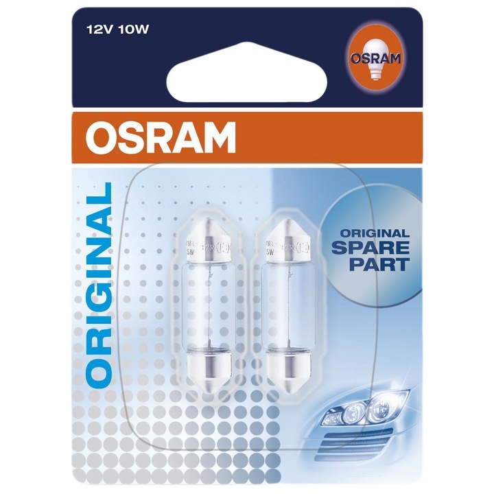 Комплект 2 халогенни крушки Osram C10W, 12V, 10W