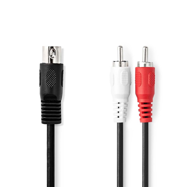 Аудио кабел DIN 5-pin мъжки - 2x RCA мъжки 1m Nedis CAGL20200BK10