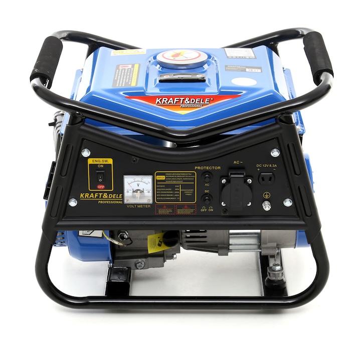Генератор за ток KraftDele KD140, 1500W, 12V, 230V, Бензинов монофазен ръчен старт 5.5L, 2.2 kW, 3 к.с