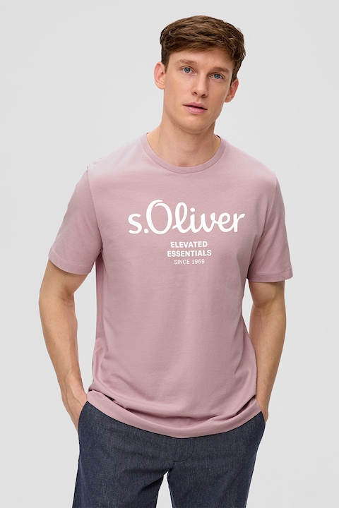 s.Oliver, Памучна тениска с лого, Прашно розово