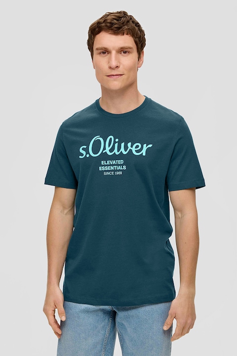 s.Oliver, Памучна тениска с лого, Петролно синьо