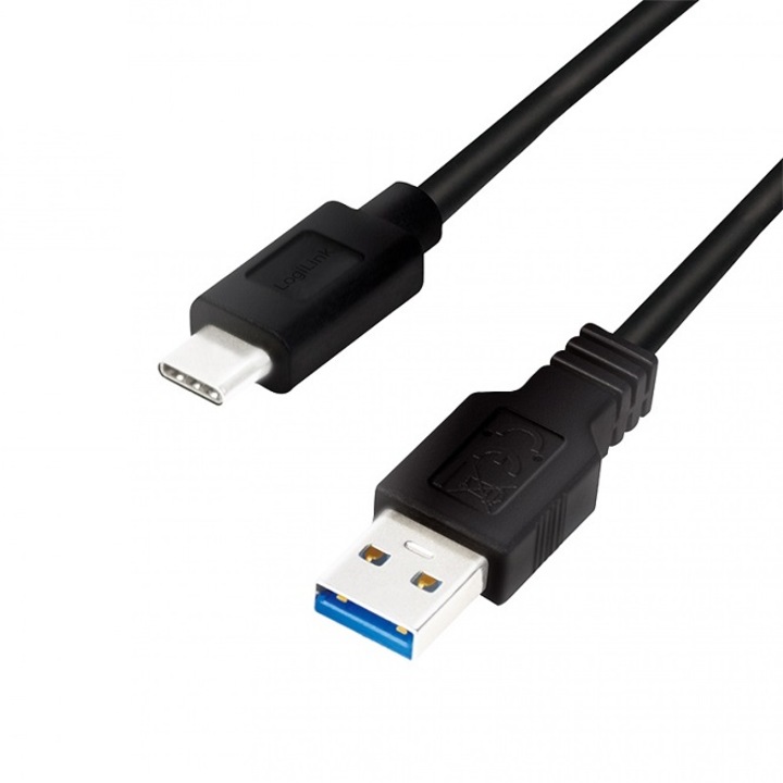 Кабел USB 3.0 A - USB тип C 0.5m черен LOGILINK CU0167