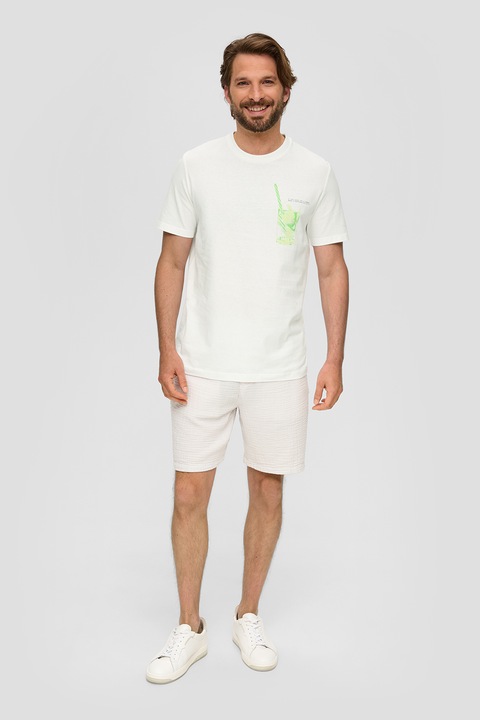 s.Oliver, Тениска с овално деколте, Зелен/Бял