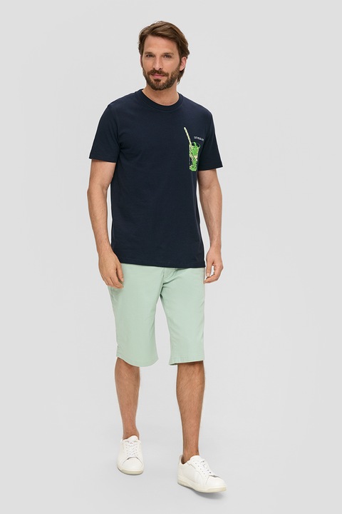 s.Oliver, Тениска с овално деколте, Зелен/Тъмносин