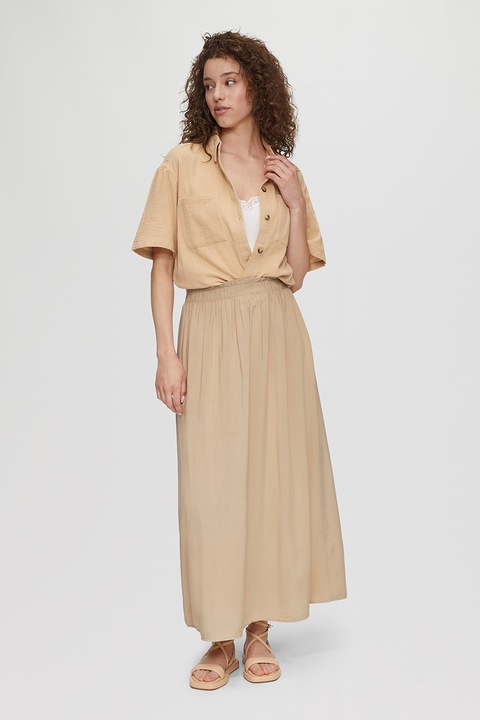 QS, Fusta midi evazata, Maro camel, XS