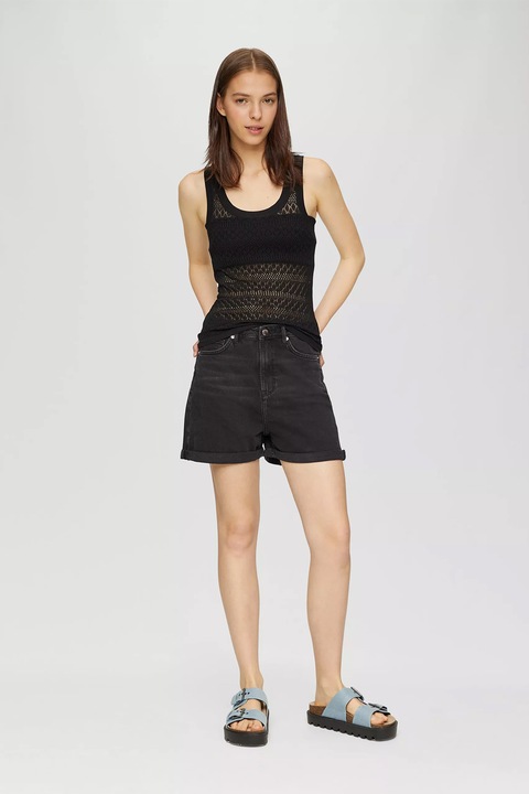 QS, Blugi scurti cu talie inalta, Negru