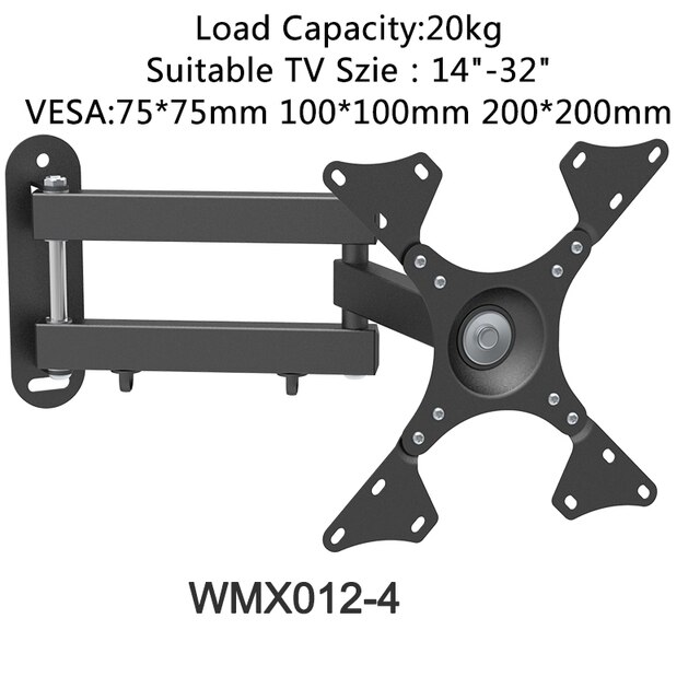 TV опора, до 20 кг, диагонал 14-32 инча, VESA 200x200 мм, черен - eMAG.bg